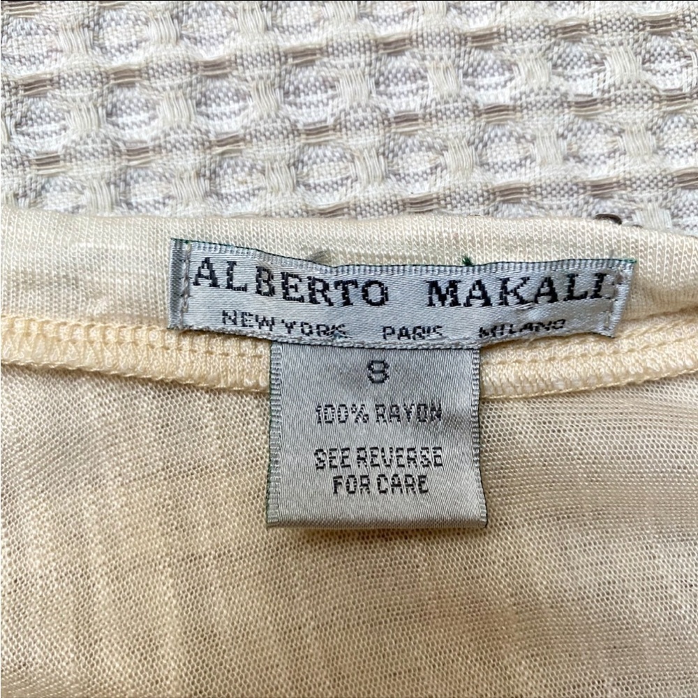 Alberto Makali Beaded Neck Poncho Blouse Ivory Rayon Draped Tunic Top S - Picture 12 of 13